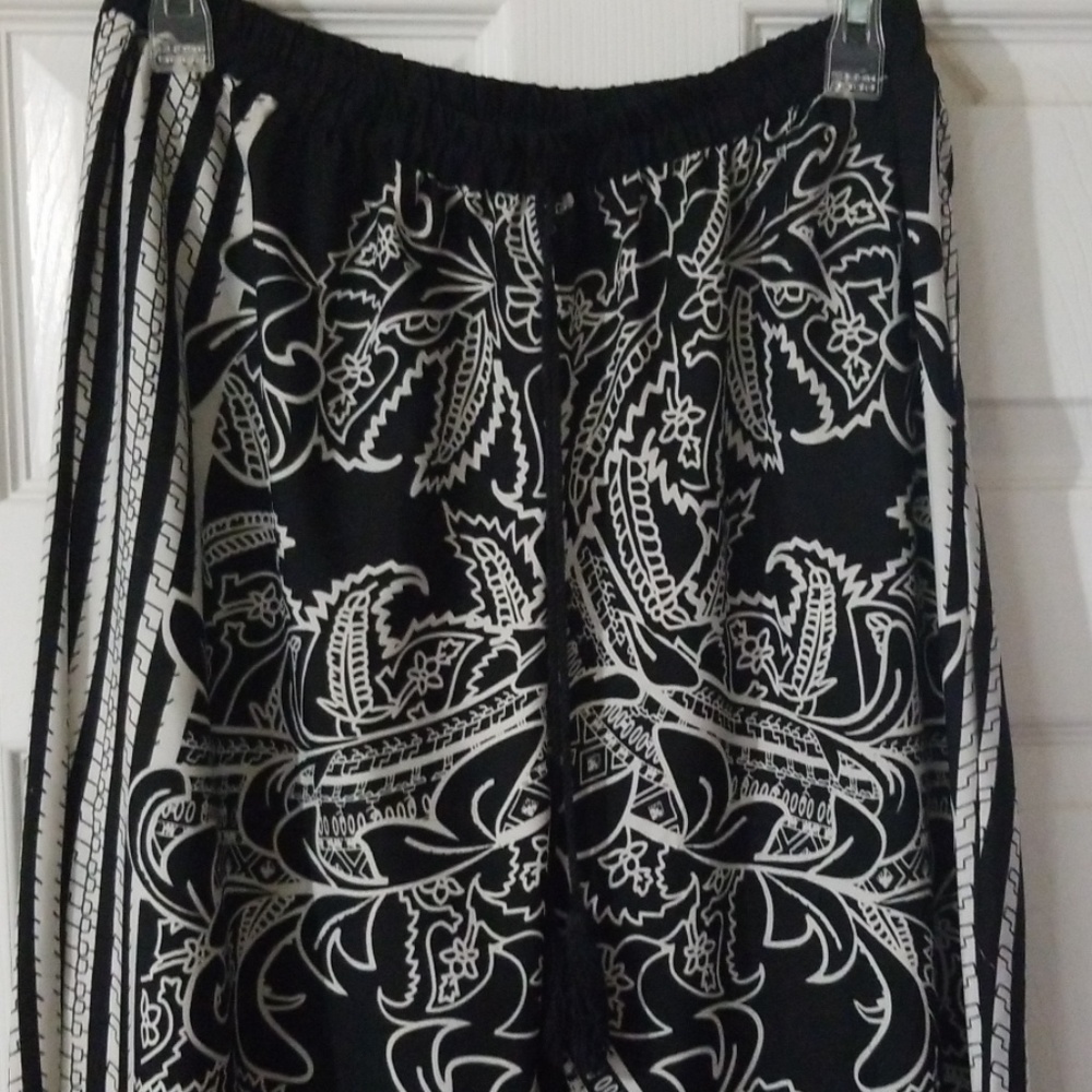 Wide leg satin/chiffon pants
